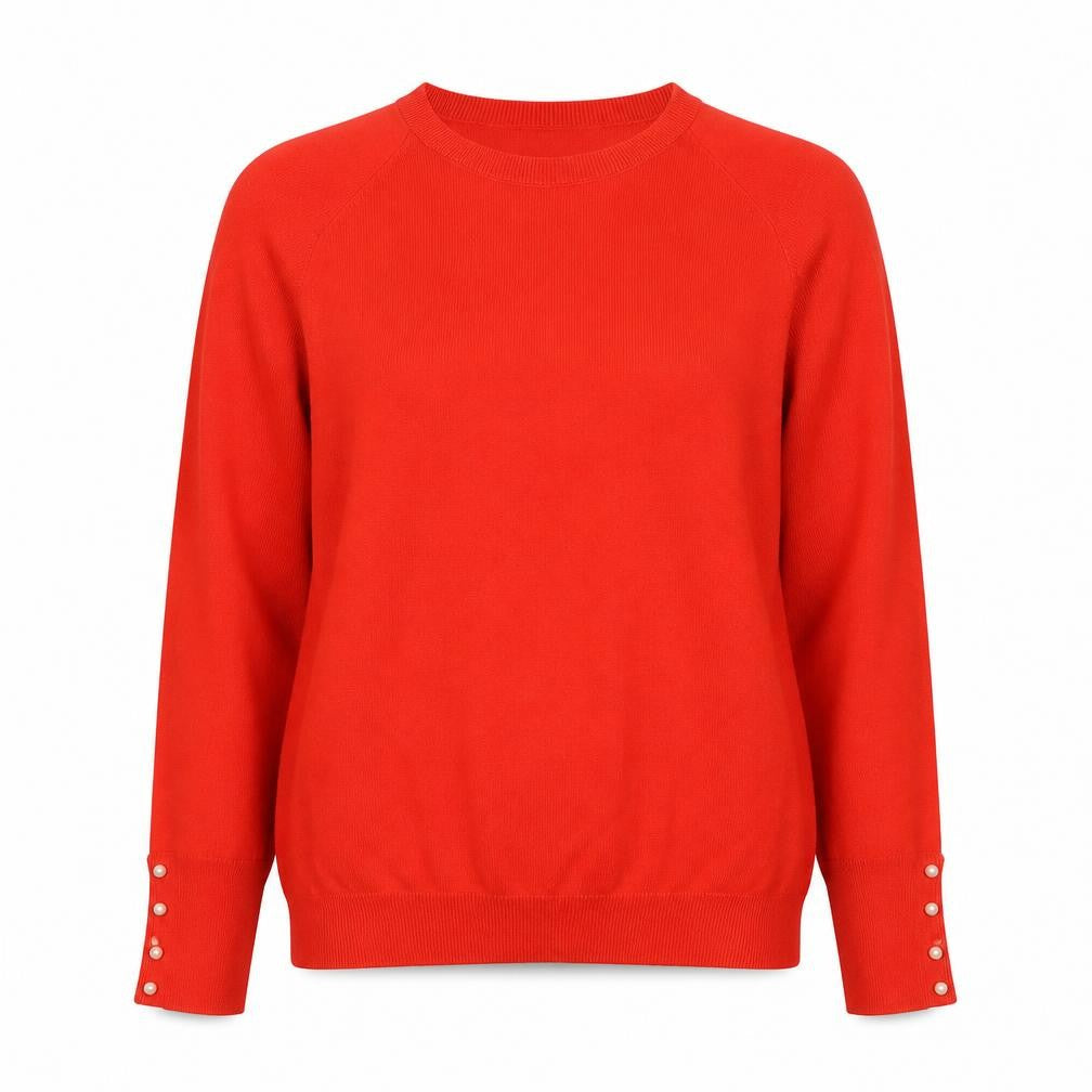 Zara Women Red Knit Crew Neck Pullover Jumper Size 14