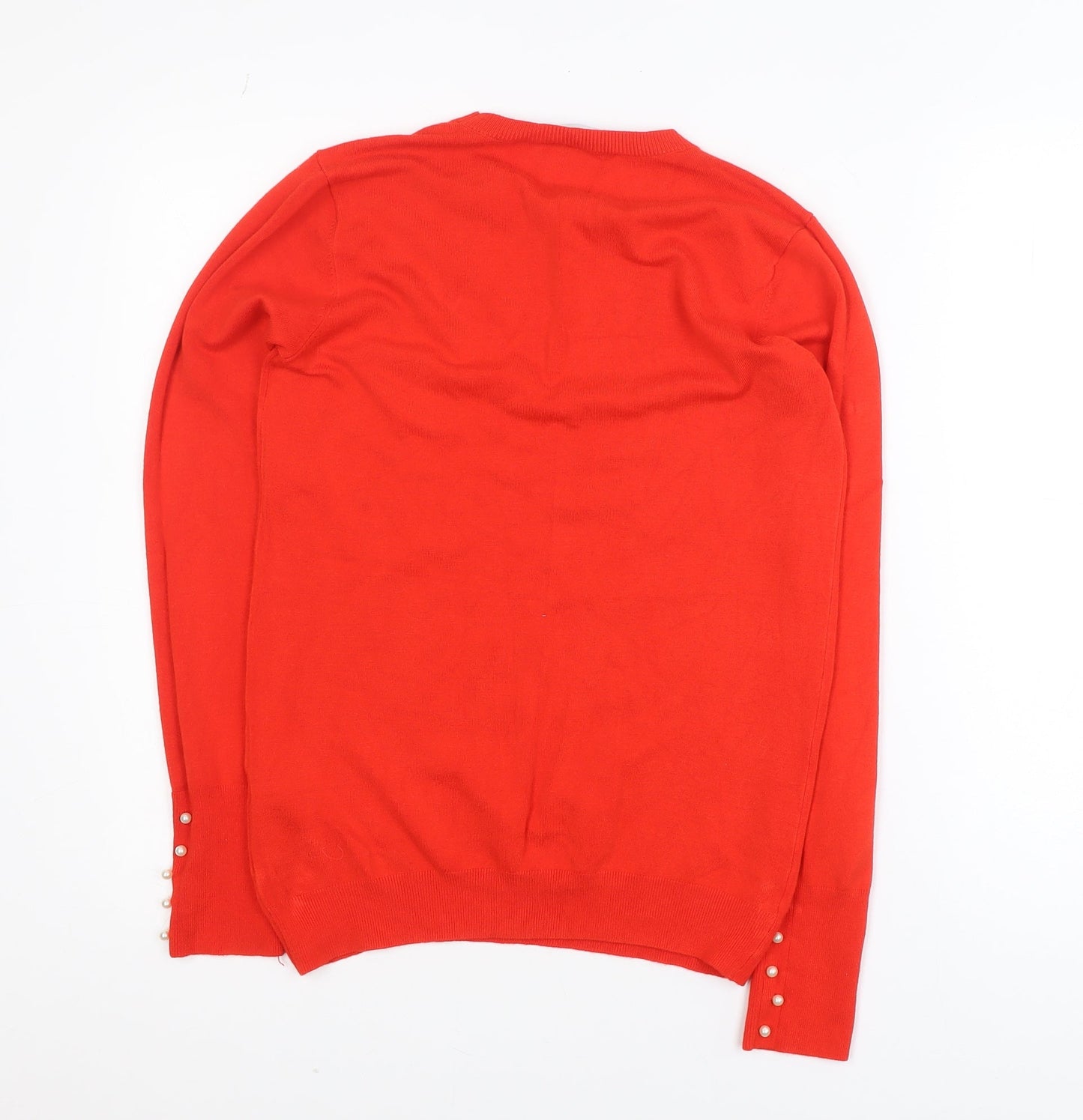 ZARA Women Red Knit Crew Neck Pullover Jumper Size 14