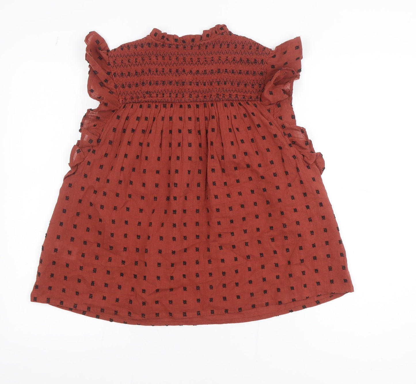 Next Women's Brown Smocked Ruffle Tunic Blouse UK 10