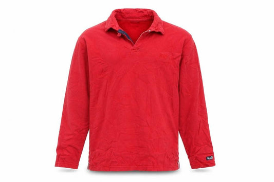Paco Men’s Red Long Sleeve Cotton Polo Shirt Size S