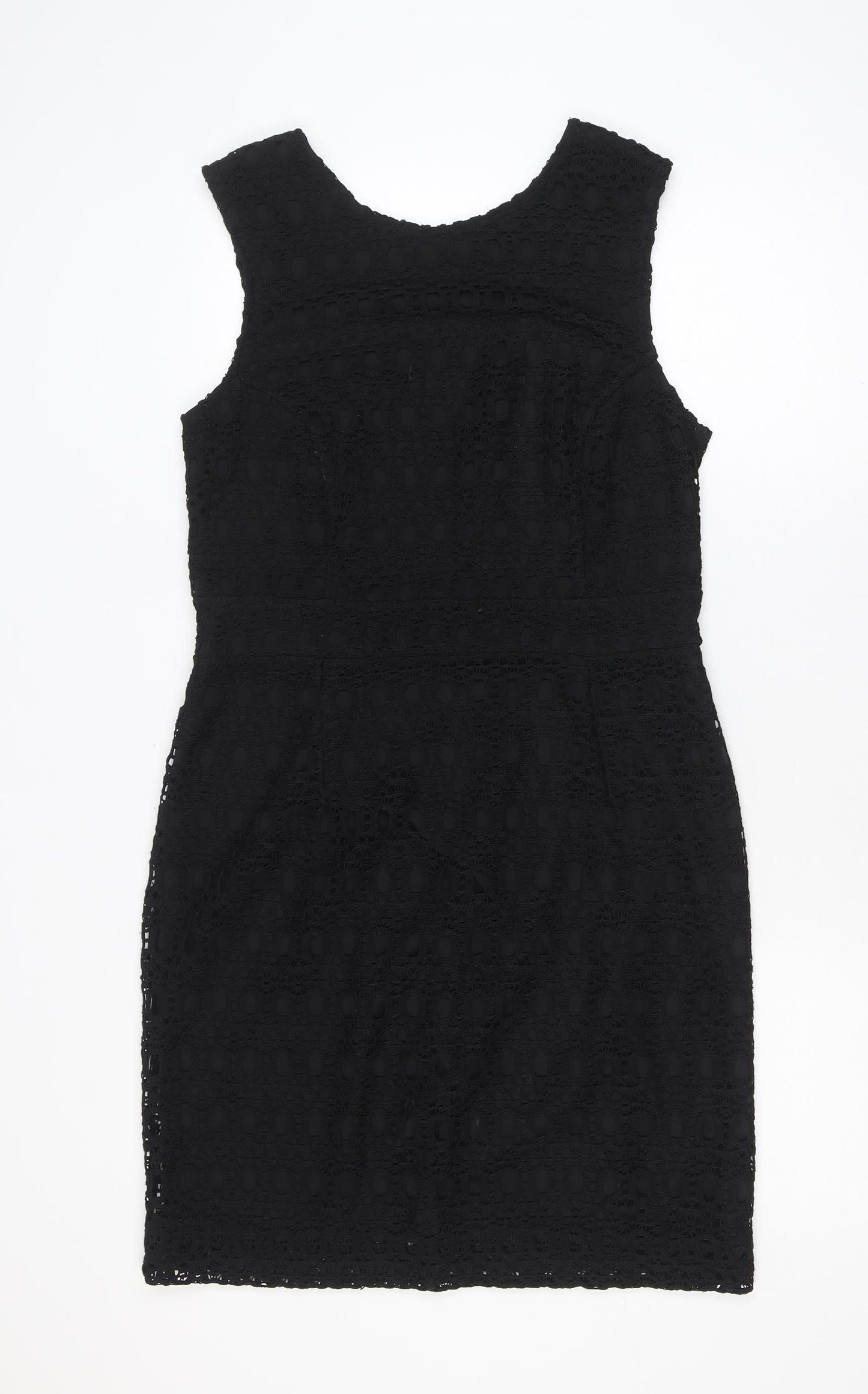 Dunnes Women Black Lace Sheath Knee Length Dress Size 14