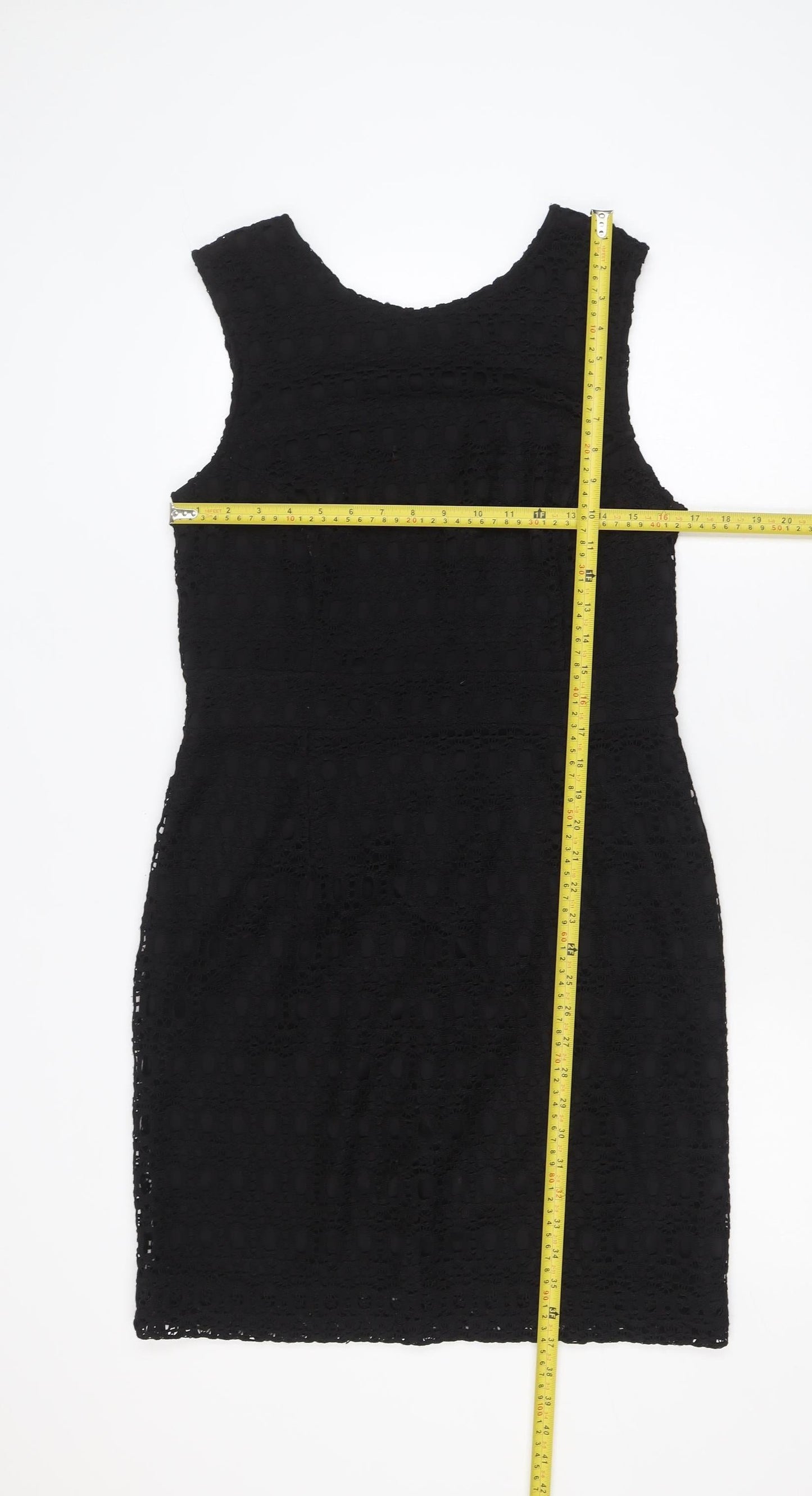 Dunnes Women Black Lace Sheath Knee Length Dress Size 14