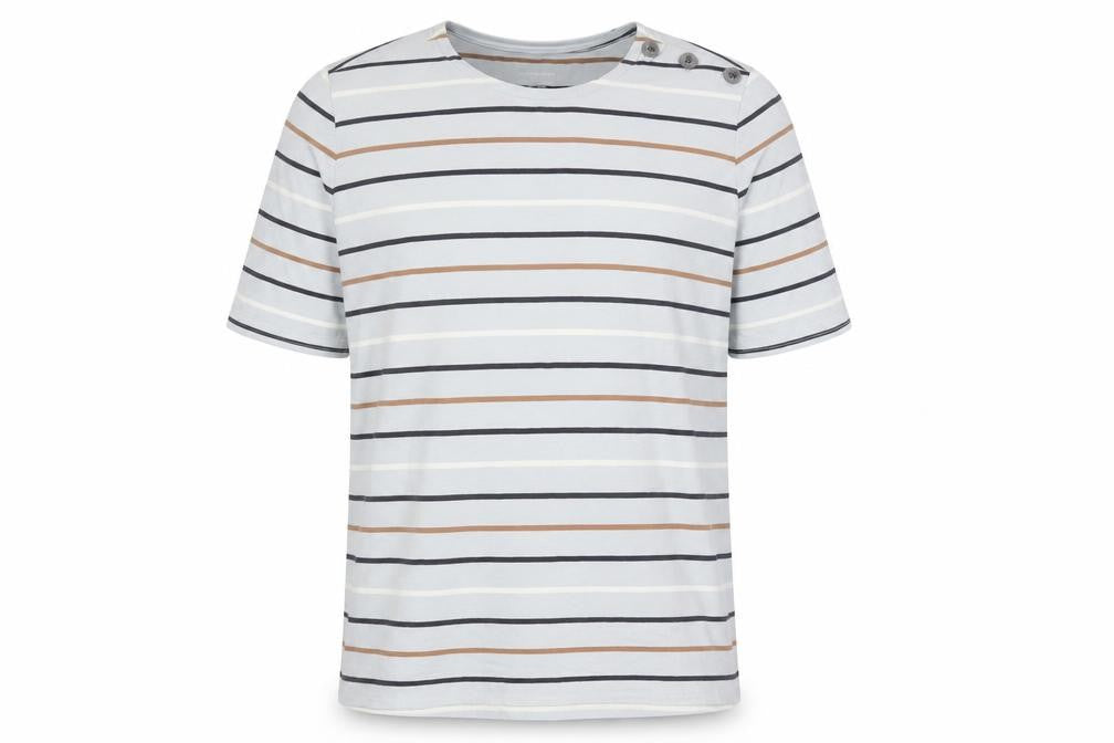 Lands' End Men's Multicoloured Striped Button Shoulder T-Shirt XL