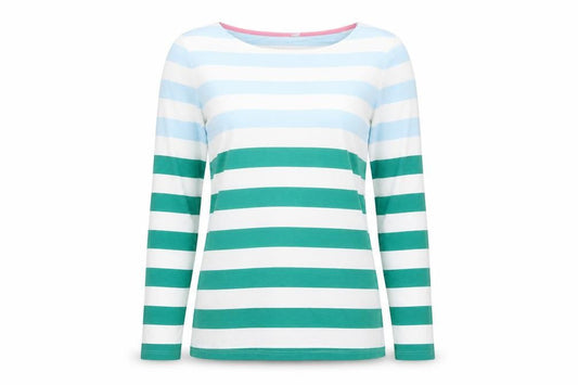 Boden Women's Multicoloured Striped Long Sleeve Cotton T-Shirt UK 8
