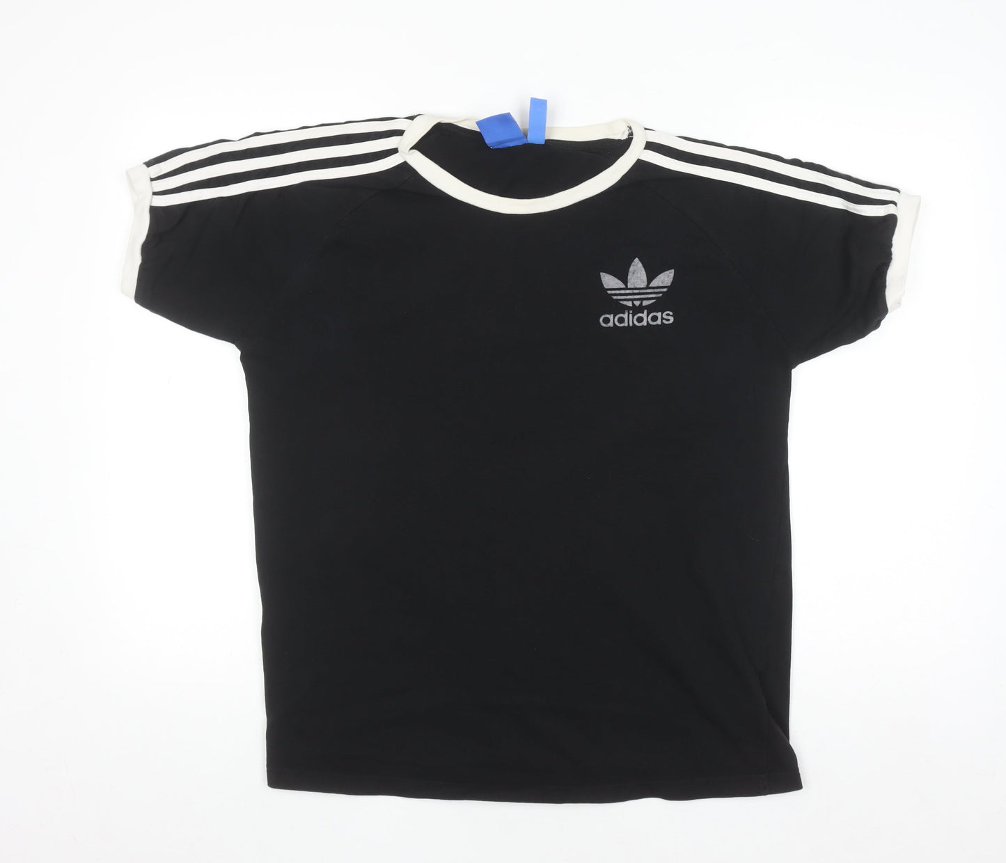 Adidas Mens Black Crew Neck Short Sleeve 3-Stripes T-Shirt L