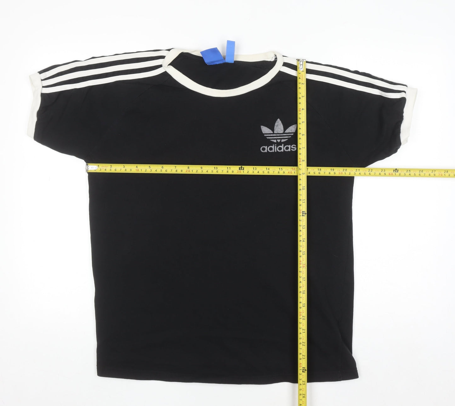 Adidas Mens Black Crew Neck Short Sleeve 3-Stripes T-Shirt L