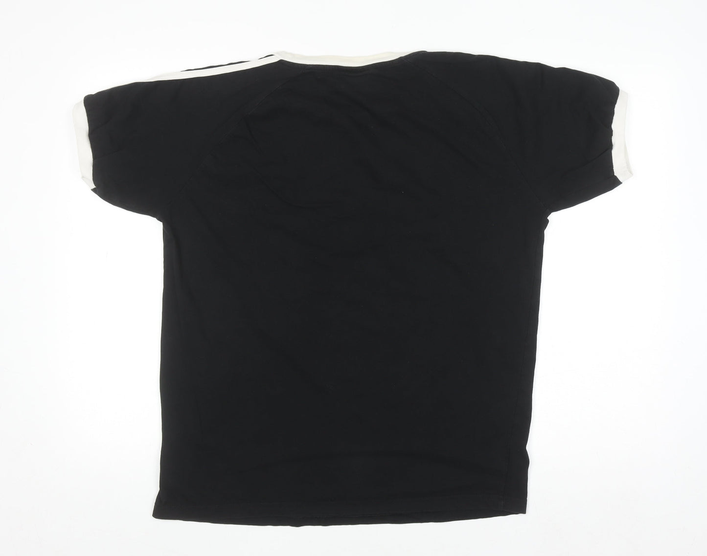 Adidas Mens Black Crew Neck Short Sleeve 3-Stripes T-Shirt L
