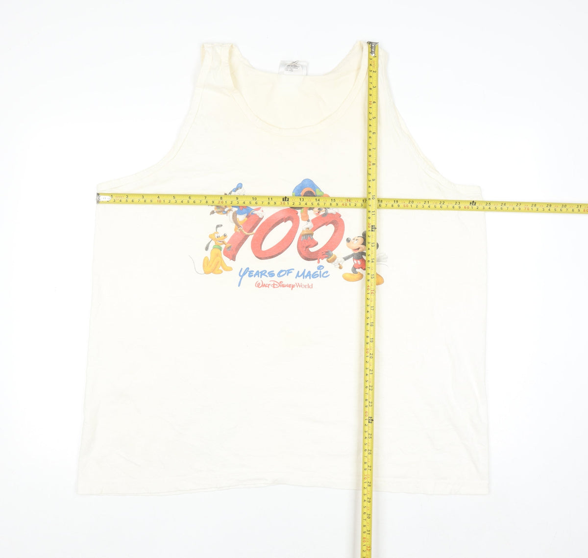 Back view of Walt Disney World Men’s Ivory 2XL Sleeveless 100 Years of Magic Top