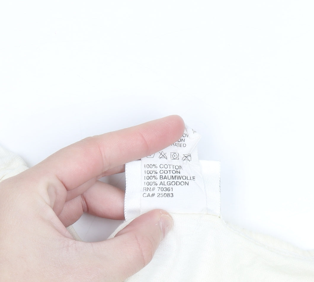 Brand and care label for Walt Disney World Men’s Ivory 2XL Sleeveless 100 Years of Magic Top