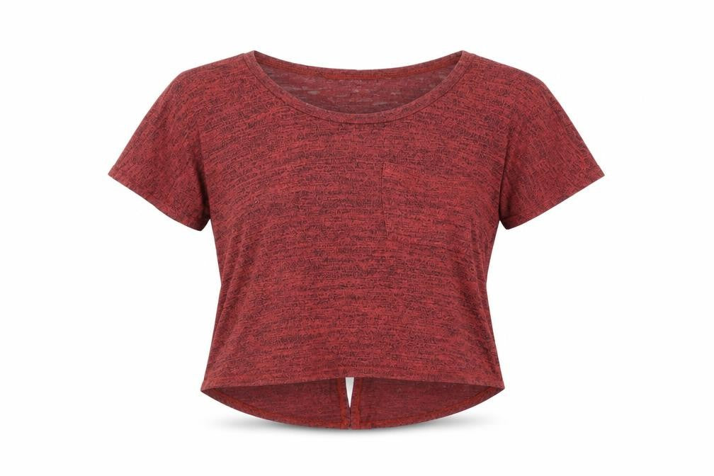 Sparkle & Fade Womens Red Cropped Jersey T-Shirt XS