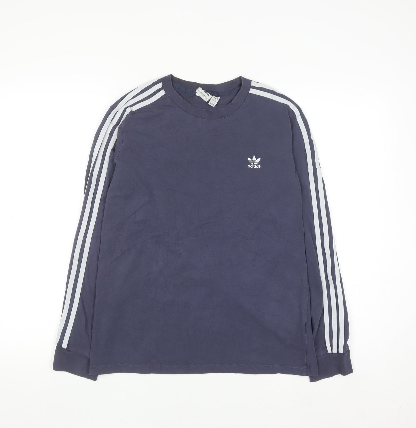 Adidas Women Blue Long Sleeve Crew Neck Cotton T-Shirt Size 14