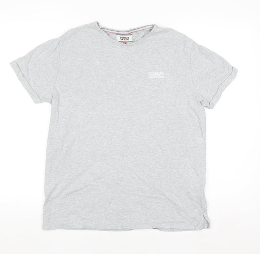 Tommy Jeans Men’s Grey Cotton Crew Neck Short Sleeve T-Shirt S