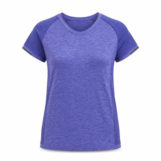 Adidas Women Blue Running T-Shirt S Slim Fit Short Sleeve