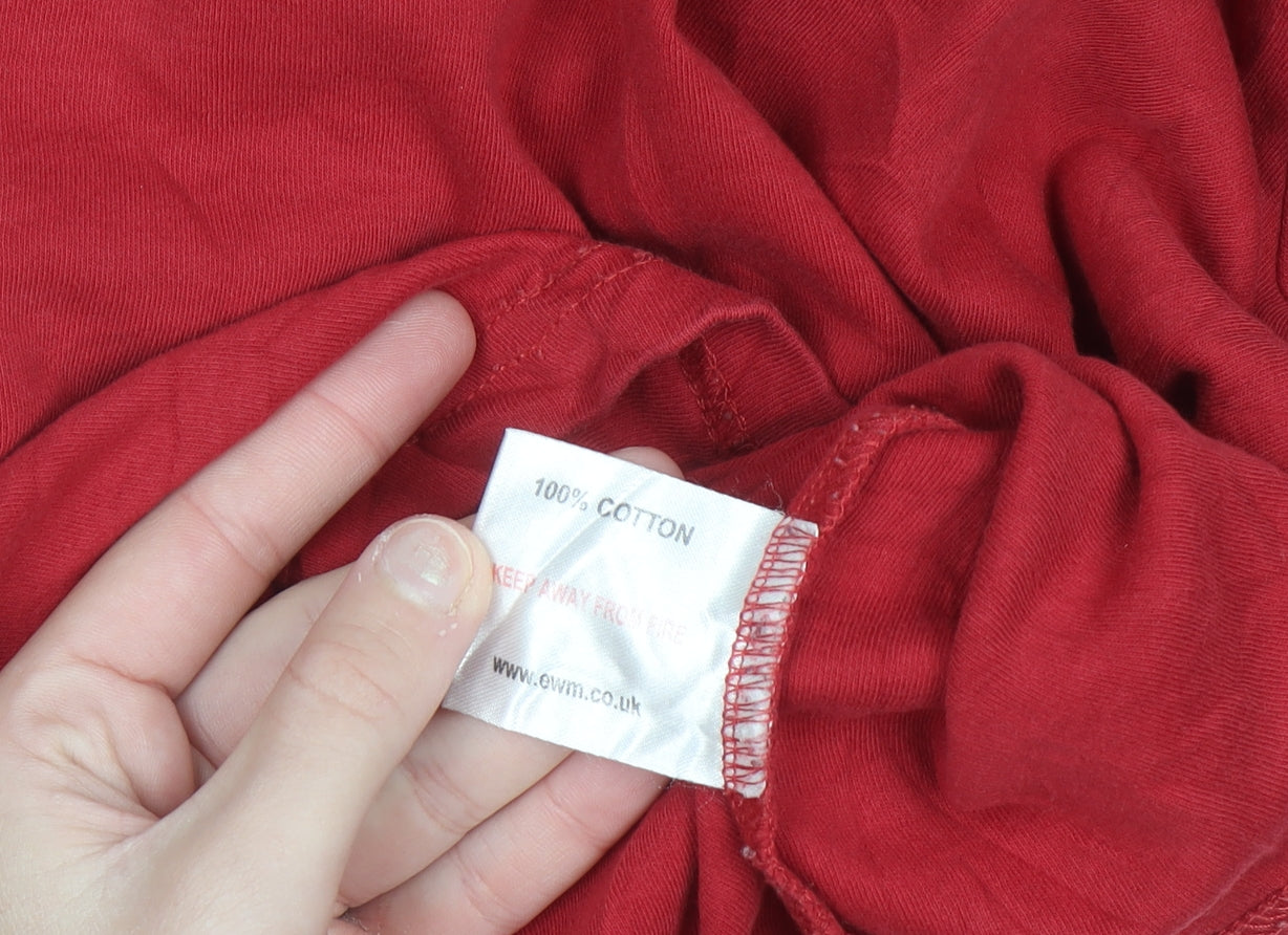 Isle Essentials Women's Red Roll Neck Long Sleeve Cotton Top Size S