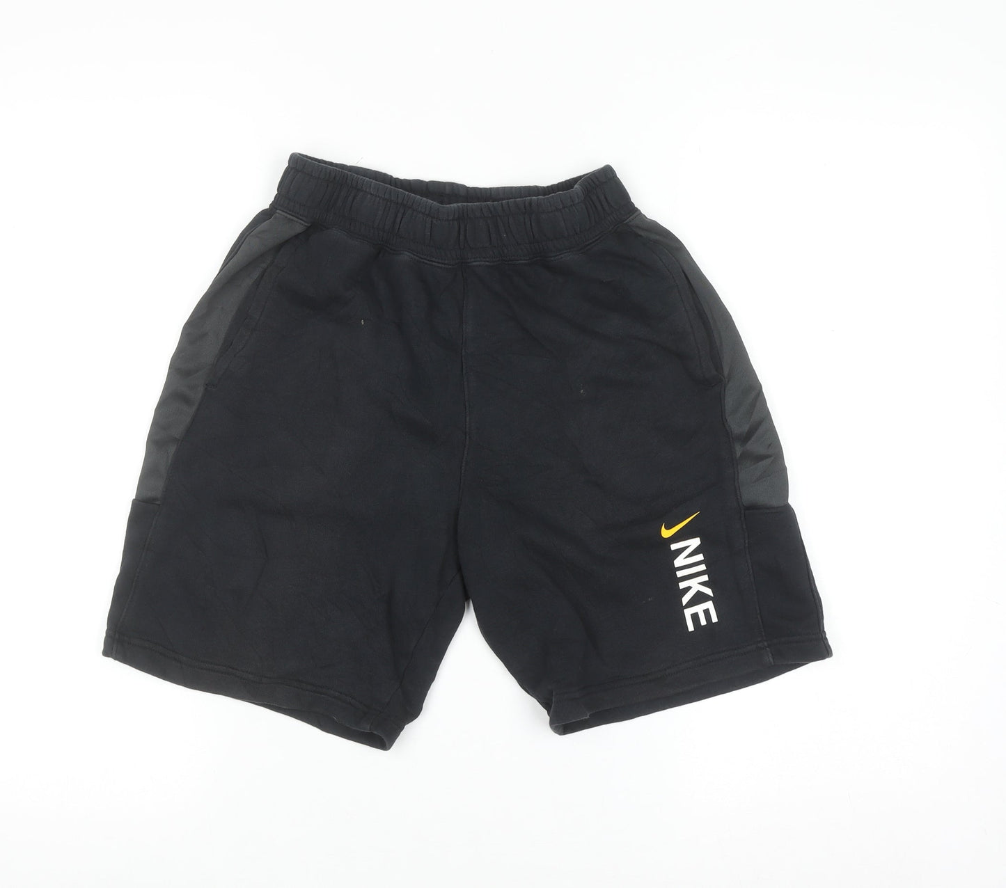 Nike Teens Black L Sweat Shorts with Logo and Elastic Waist