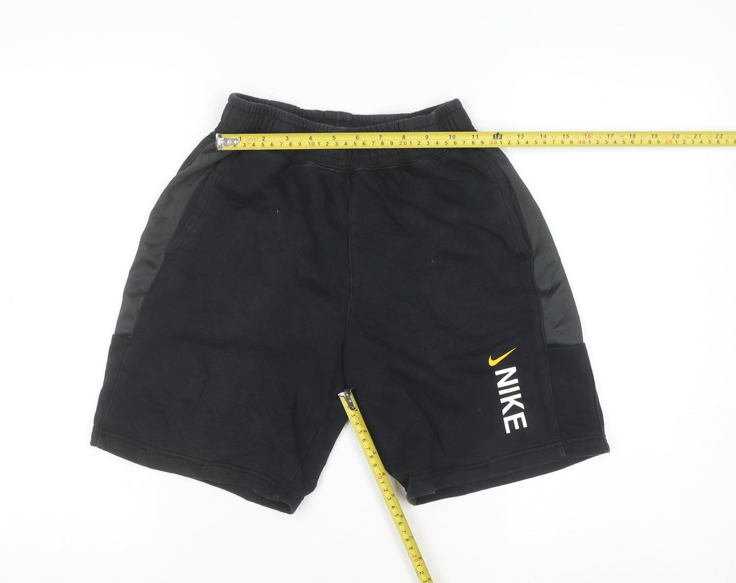 Nike Teens Black L Sweat Shorts with Logo and Elastic Waist