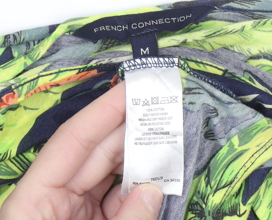 French Connection Women's Multicoloured Floral Cotton Tunic Blouse M