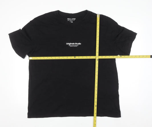 Jack & Jones Originals Studio Black Cotton Crew Neck Men's XXL T-Shirt
