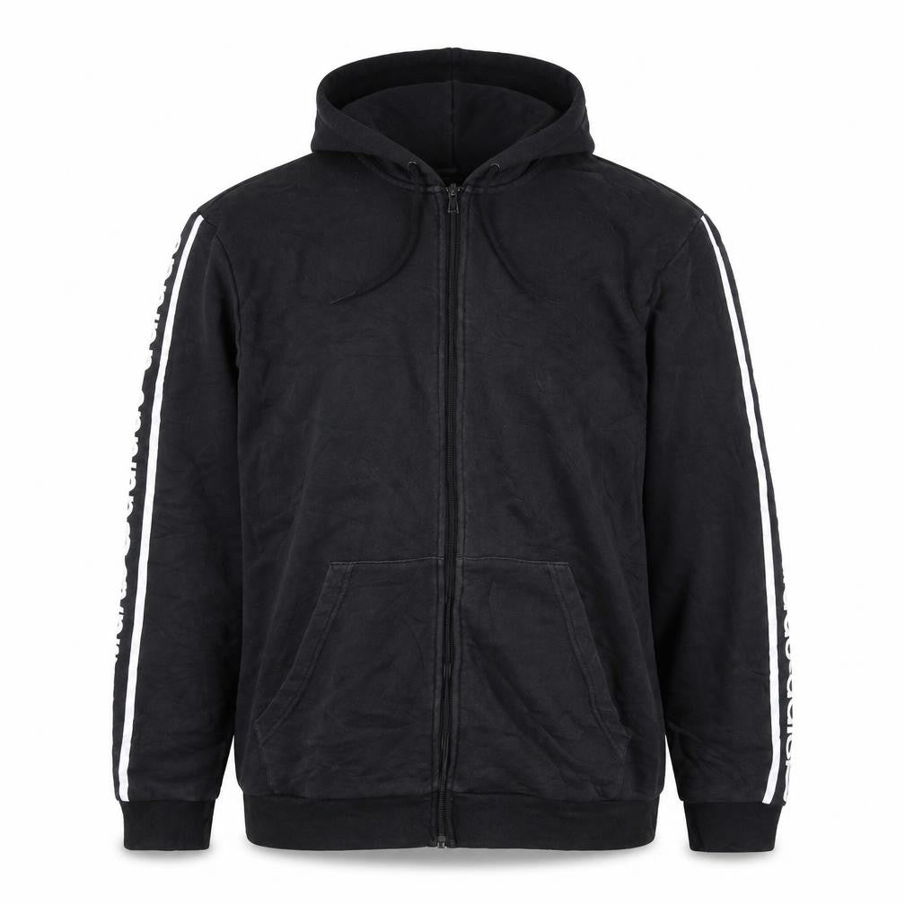 Adidas Men's Black XL Full Zip Hoodie with Logo Trim