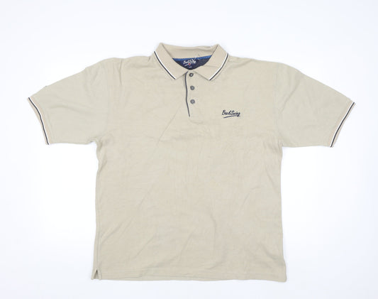 BackSwing Men's Beige Cotton Blend Golf Polo Shirt Size L