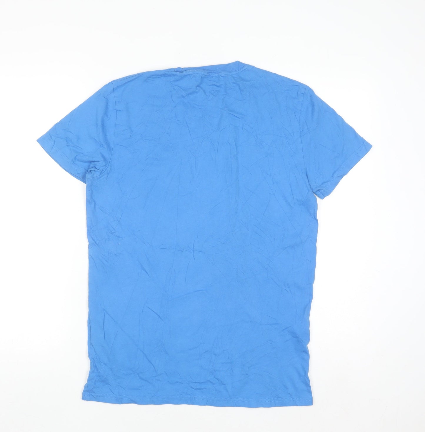 Hollister Men's Blue Small Crew Neck Cotton T-Shirt