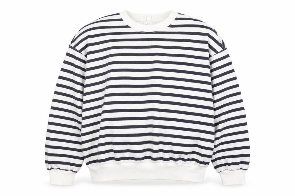 H&M Women's Navy White Striped Pullover Sweatshirt Size 12 Cotton Blend