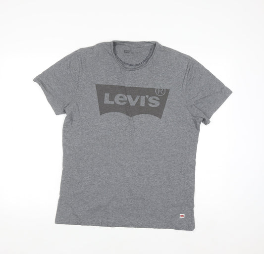 Levi's Men's Grey Logo Crew Neck Cotton T-Shirt Size M