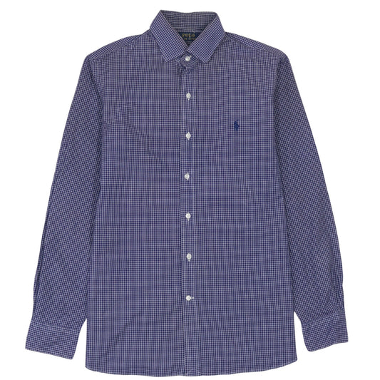Ralph Lauren Men's Blue Check Long Sleeve Button-Down Shirt Size 15.5