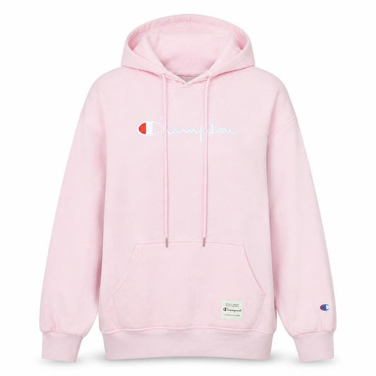 Champion Women Pink Pullover Hoodie L Logo Graphic Cotton Blend