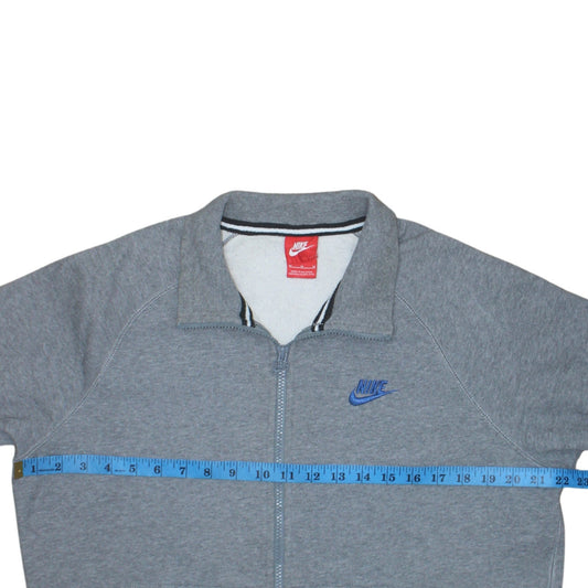 Nike Men’s Grey Full Zip Collared Sweatshirt Size M Fleece Logo Top