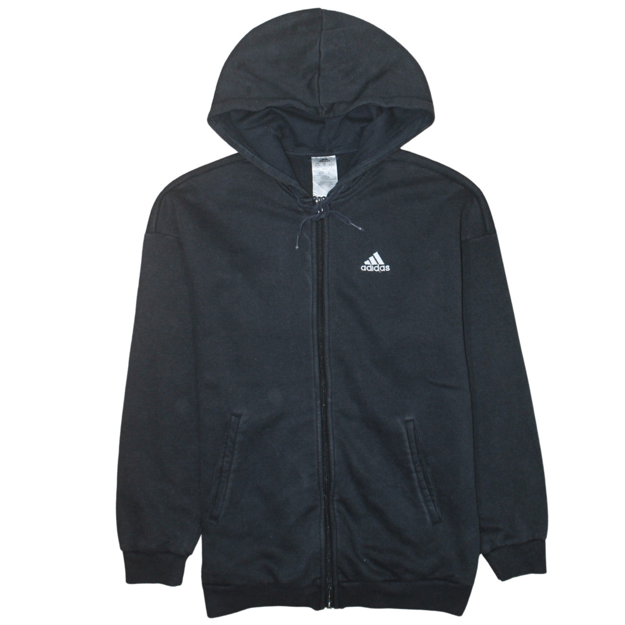 Adidas Women Black XS Full Zip Hoodie Sweatshirt Cotton Blend