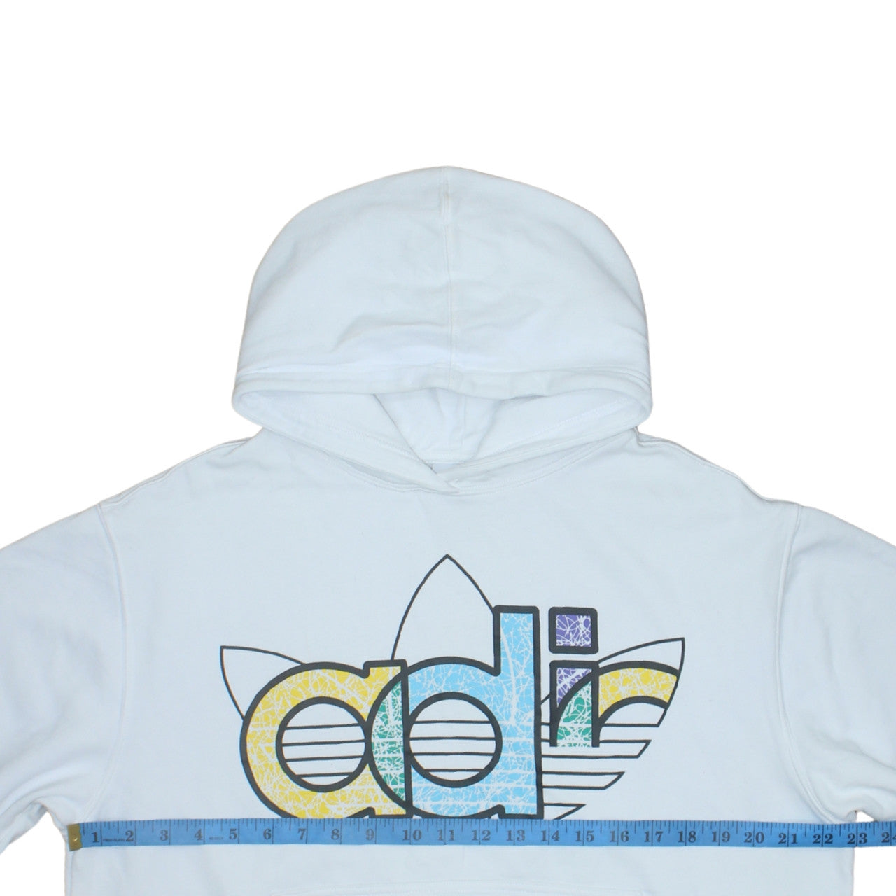 Adidas Womens White Pullover Hoodie Medium Hooded Sweatshirt with Logo Print