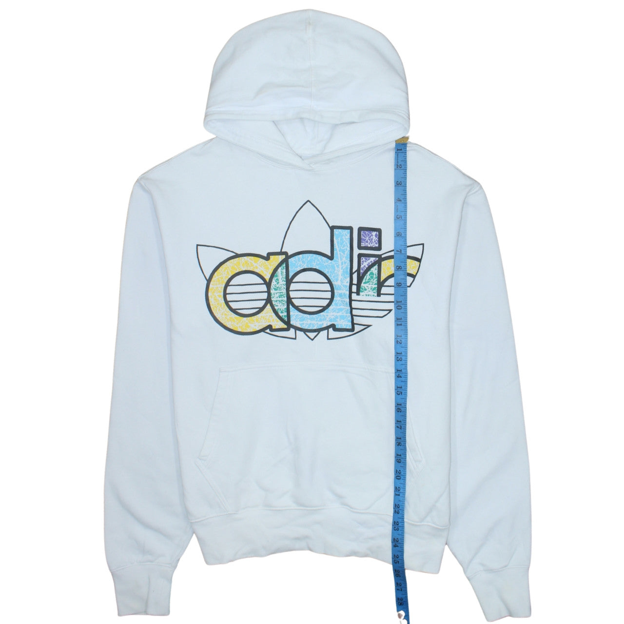 Adidas Womens White Pullover Hoodie Medium Hooded Sweatshirt with Logo Print