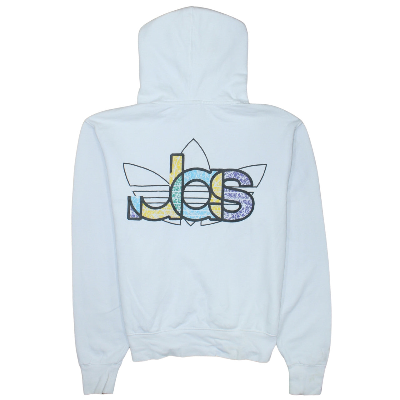 Adidas Womens White Pullover Hoodie Medium Hooded Sweatshirt with Logo Print