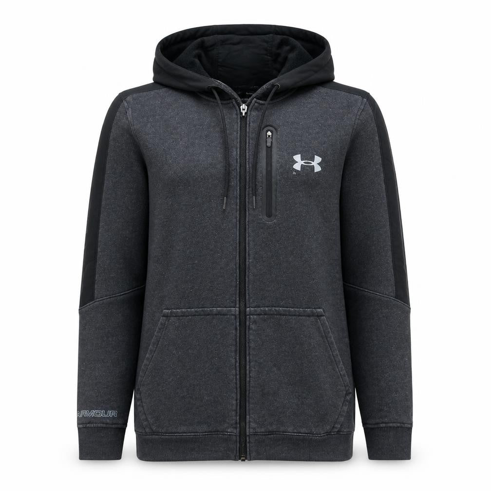Under Armour Men's Grey Full Zip Hoodie Size S Relaxed Fit Fleece