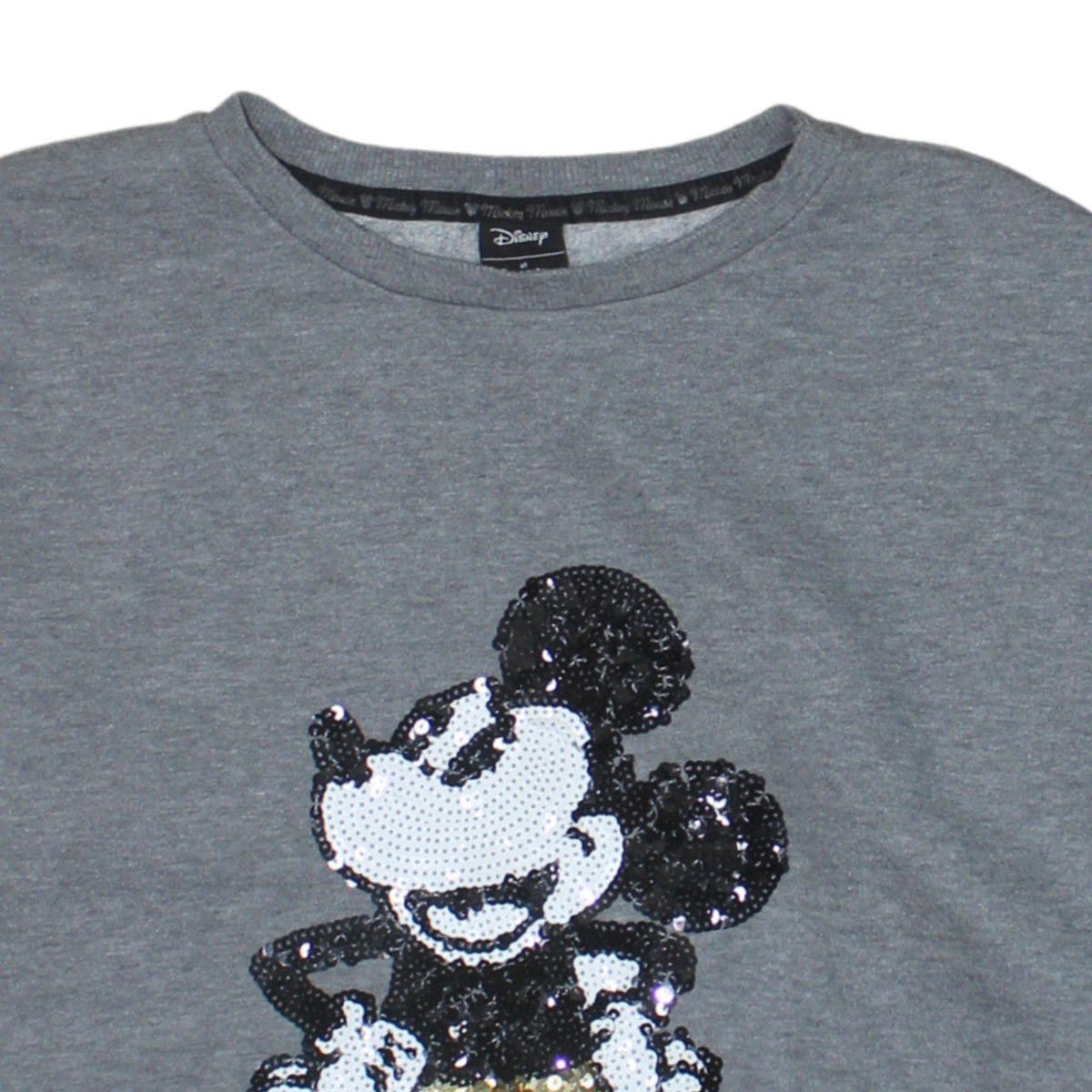 Additional view of Disney at George Women's Grey Sequin Mickey Sweatshirt UK 12