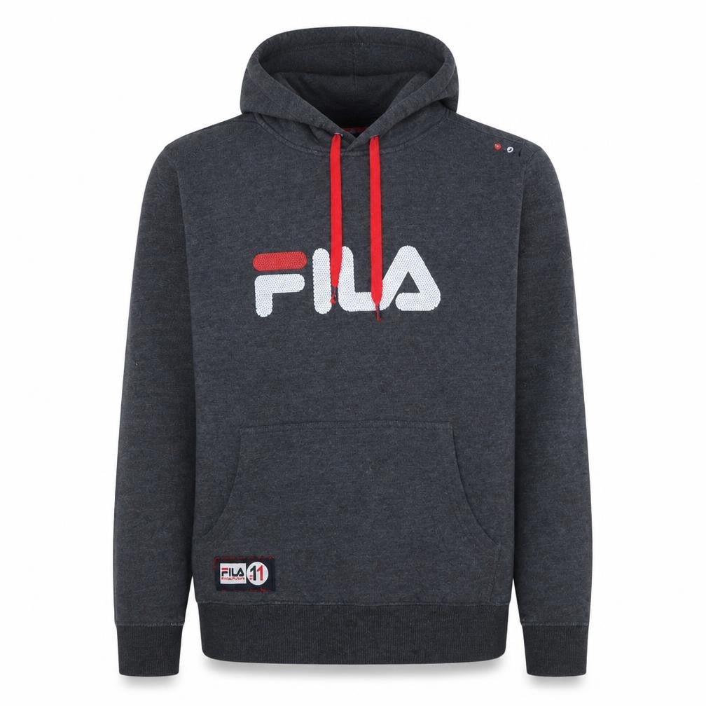 Fila Men's Grey Pullover Hoodie M Hooded Sweatshirt with Logo