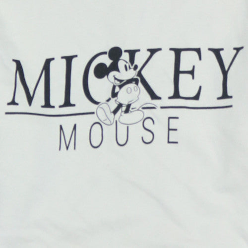 Disney Women White Pullover Hoodie Mickey Mouse Graphic Print M