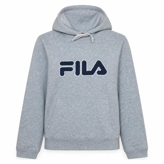 Fila Womens Grey Pullover Hoodie L Logo Print Casual Sweatshirt