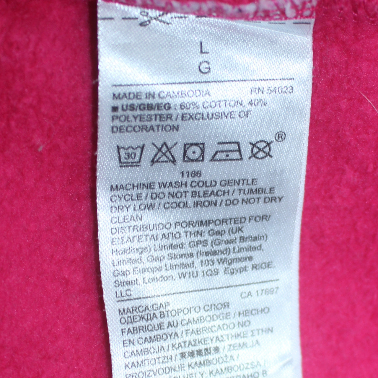GAP Men's Pink Pullover Hoodie L Fleece Logo Sweatshirt