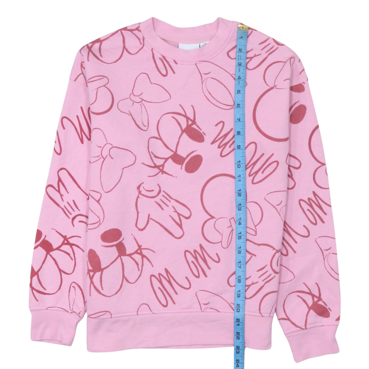 Disney Pink Minnie Mouse Print Sweatshirt Women 2XS Pullover