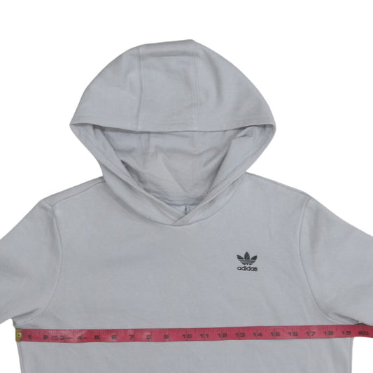Adidas Boys Grey Pullover Hoodie Classic Crew Neck Long Sleeve Fleece