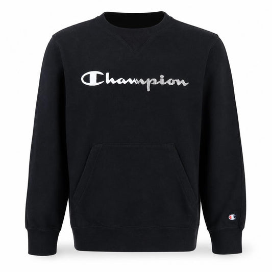 Champion Men Black Large Pullover Sweatshirt Logo Rhinestone
