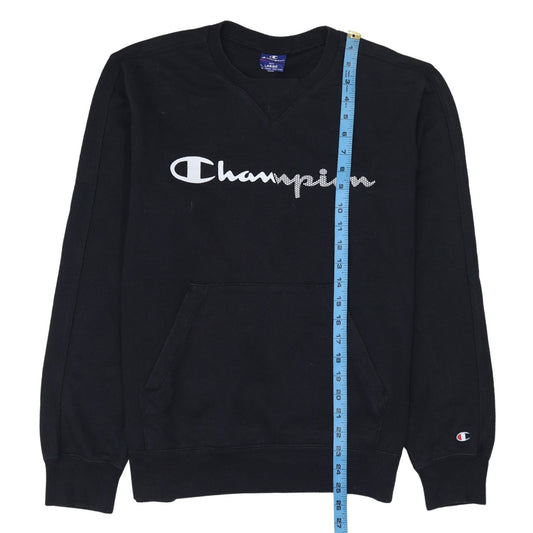 Champion Men Black Large Pullover Sweatshirt Logo Rhinestone