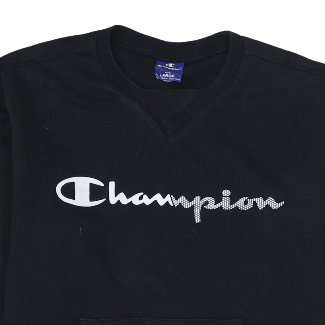 Champion Men Black Large Pullover Sweatshirt Logo Rhinestone