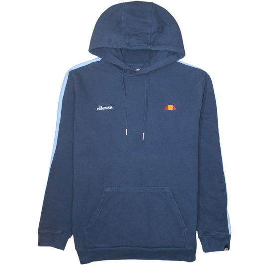 Ellesse Mens Blue Pullover Hoodie L Sports Logo Cotton Blend