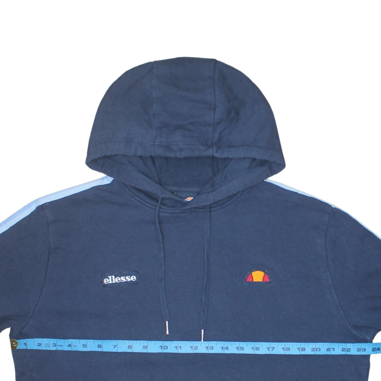 Ellesse Mens Blue Pullover Hoodie L Sports Logo Cotton Blend