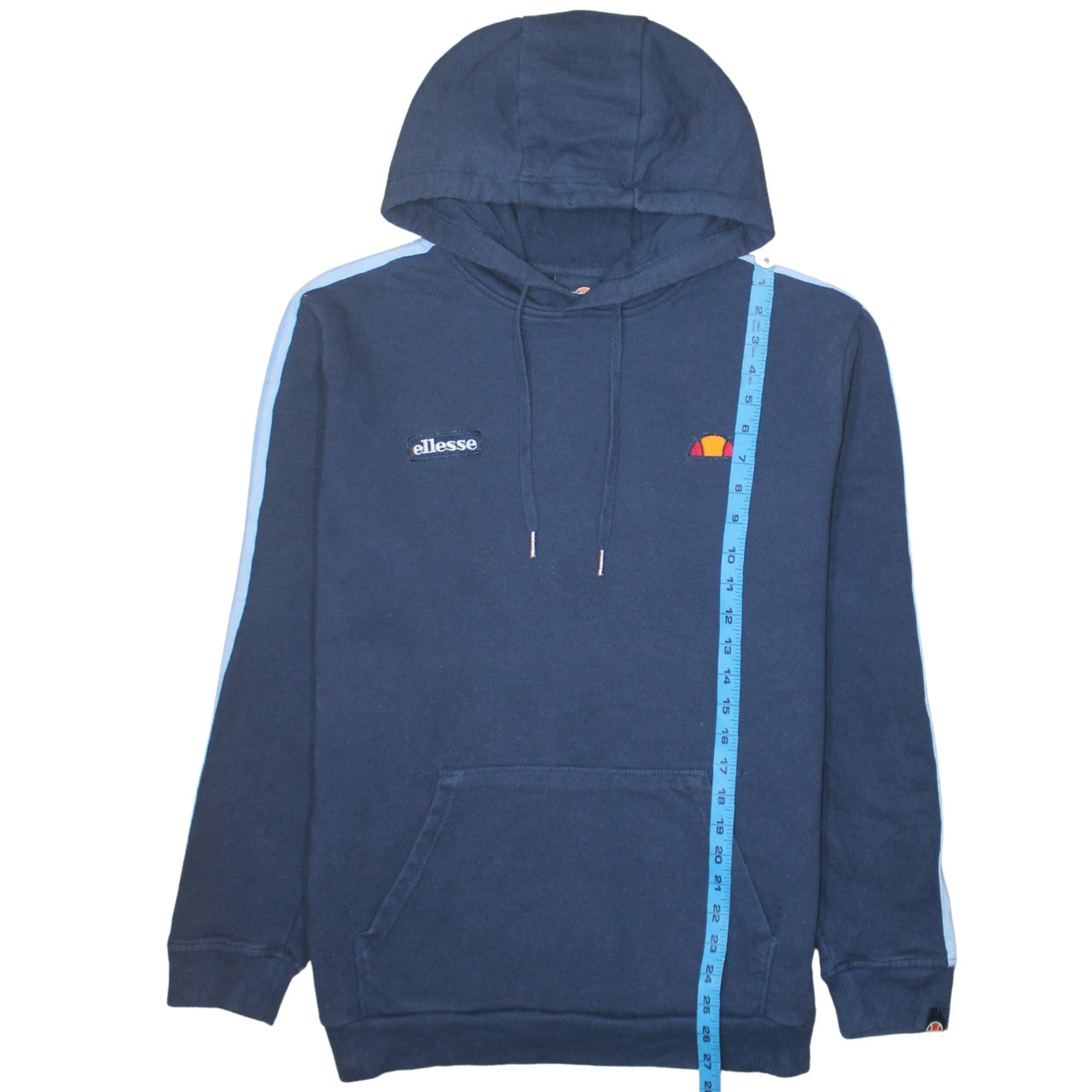 Ellesse Mens Blue Pullover Hoodie L Sports Logo Cotton Blend