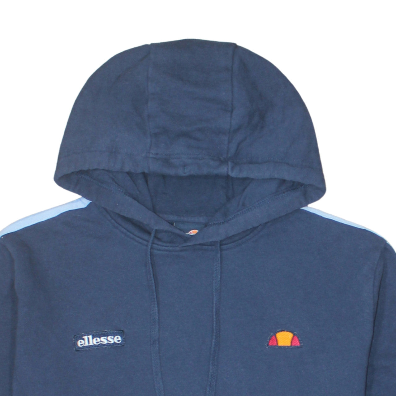Ellesse Mens Blue Pullover Hoodie L Sports Logo Cotton Blend
