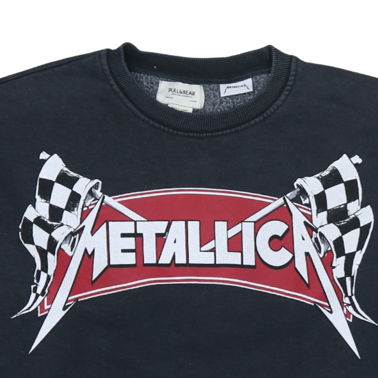Pull&Bear Men's Black Graphic Metallica Pullover Sweatshirt S